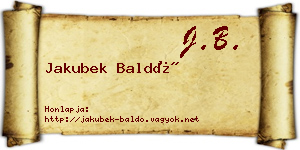 Jakubek Baldó névjegykártya
